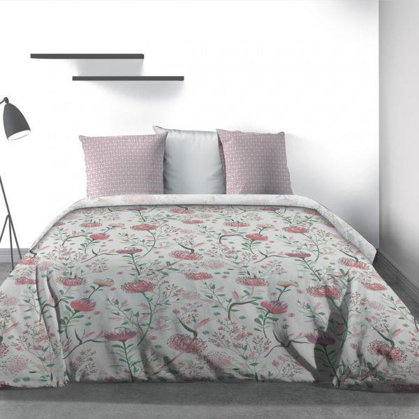 Parure de lit Phytea Pink avec drap plat et taie d'oreiller Imprimé