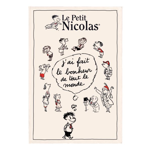 Torchon Petit Nicolas Le bonheur Ecru 48 x 72