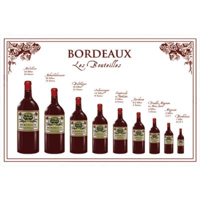 Torchon Bouteille Bordeaux Blanc 72 X 48