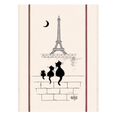 Grand Torchon Dubout Chats Tour Eiffel Ecru