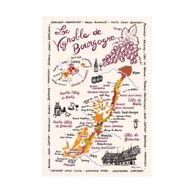 Torchon La Carte Des Bourgognes 48 X 72